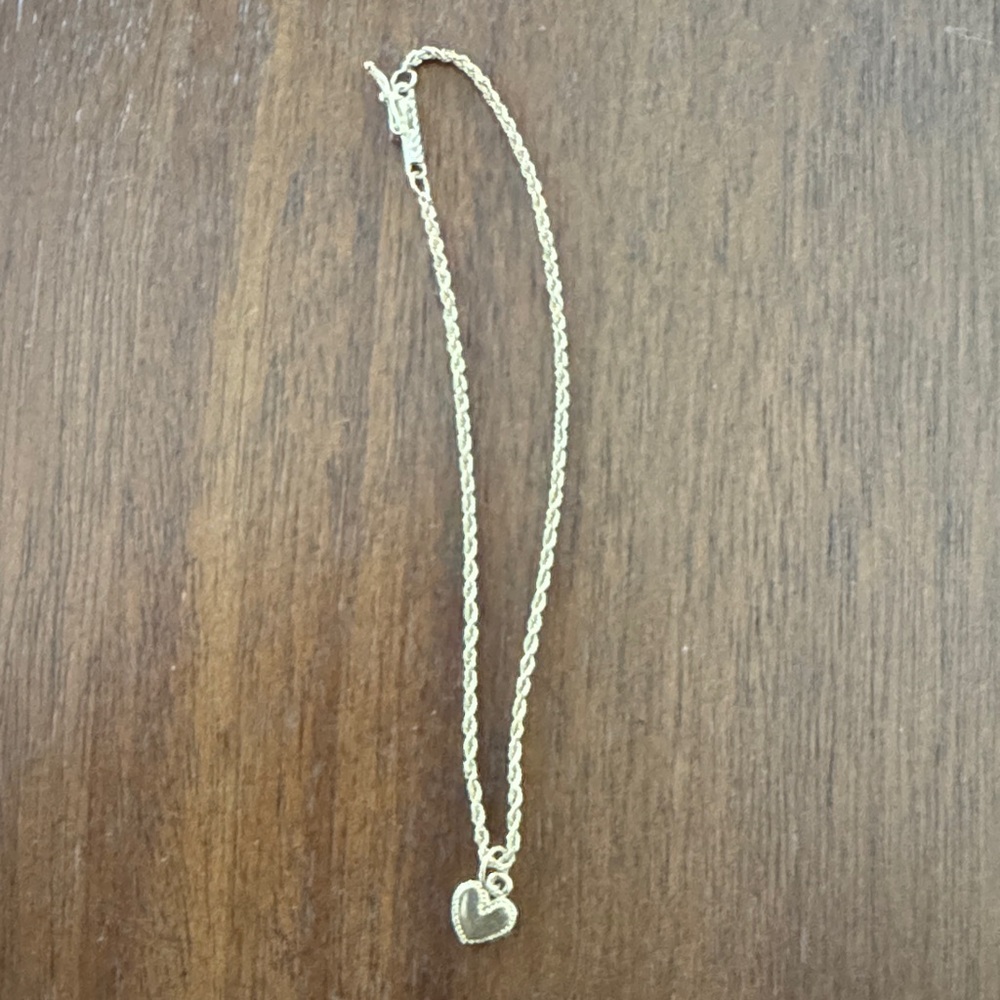 14K Gold Heart Pendant Anklet